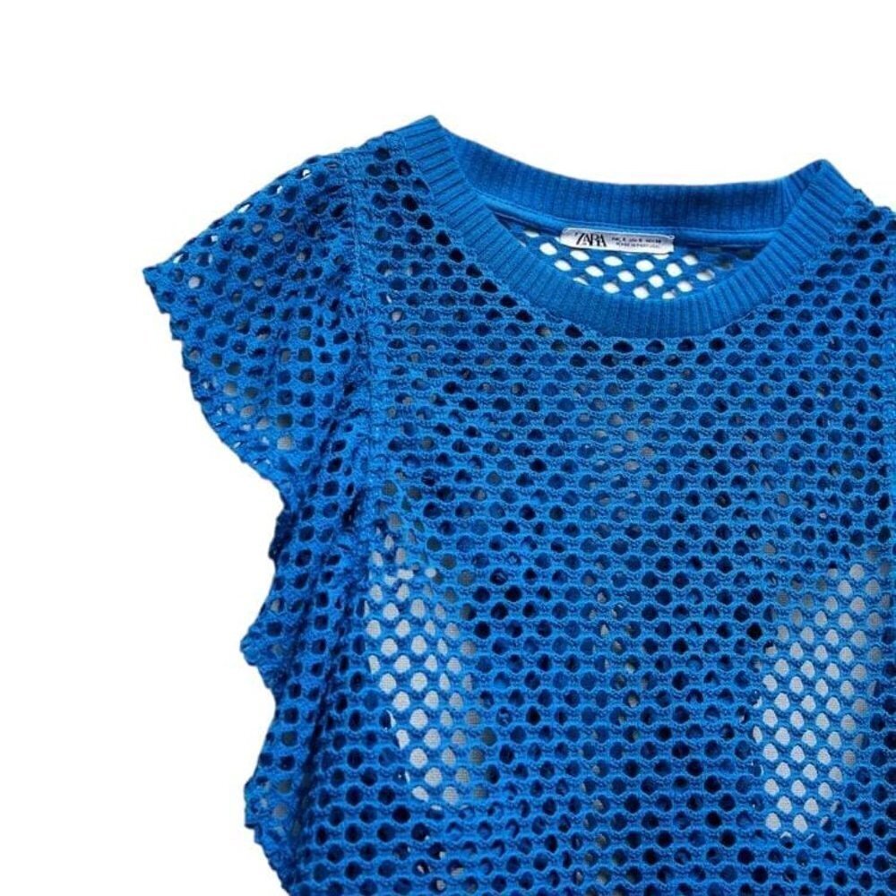 ZARA MESH TOP BLUE SIZE M | 4770/006/400
